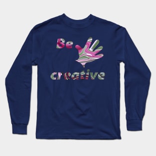 creative hand patterned with green vinous liquid background Long Sleeve T-Shirt